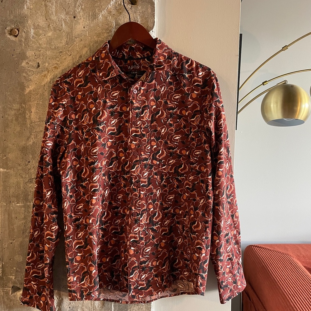 Apt. 9 Men's Casual Button Down Shirt - Red and Black